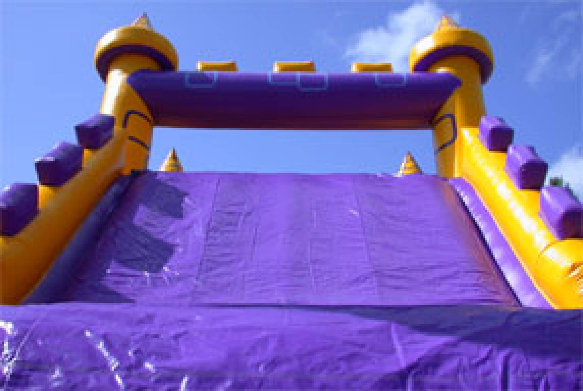 A view of the slide on the Knight Run inflatable obstacle course
