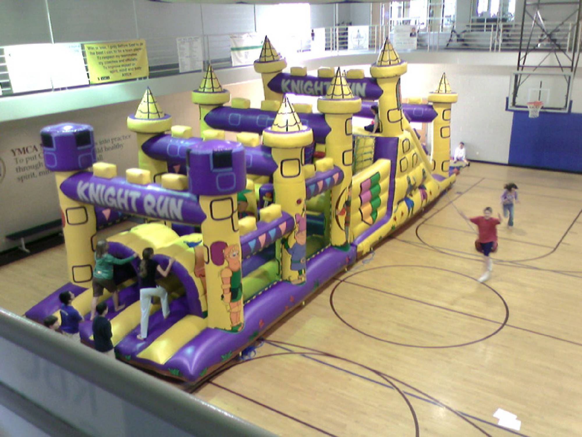 Obstacle course setup for the Cary YMCA