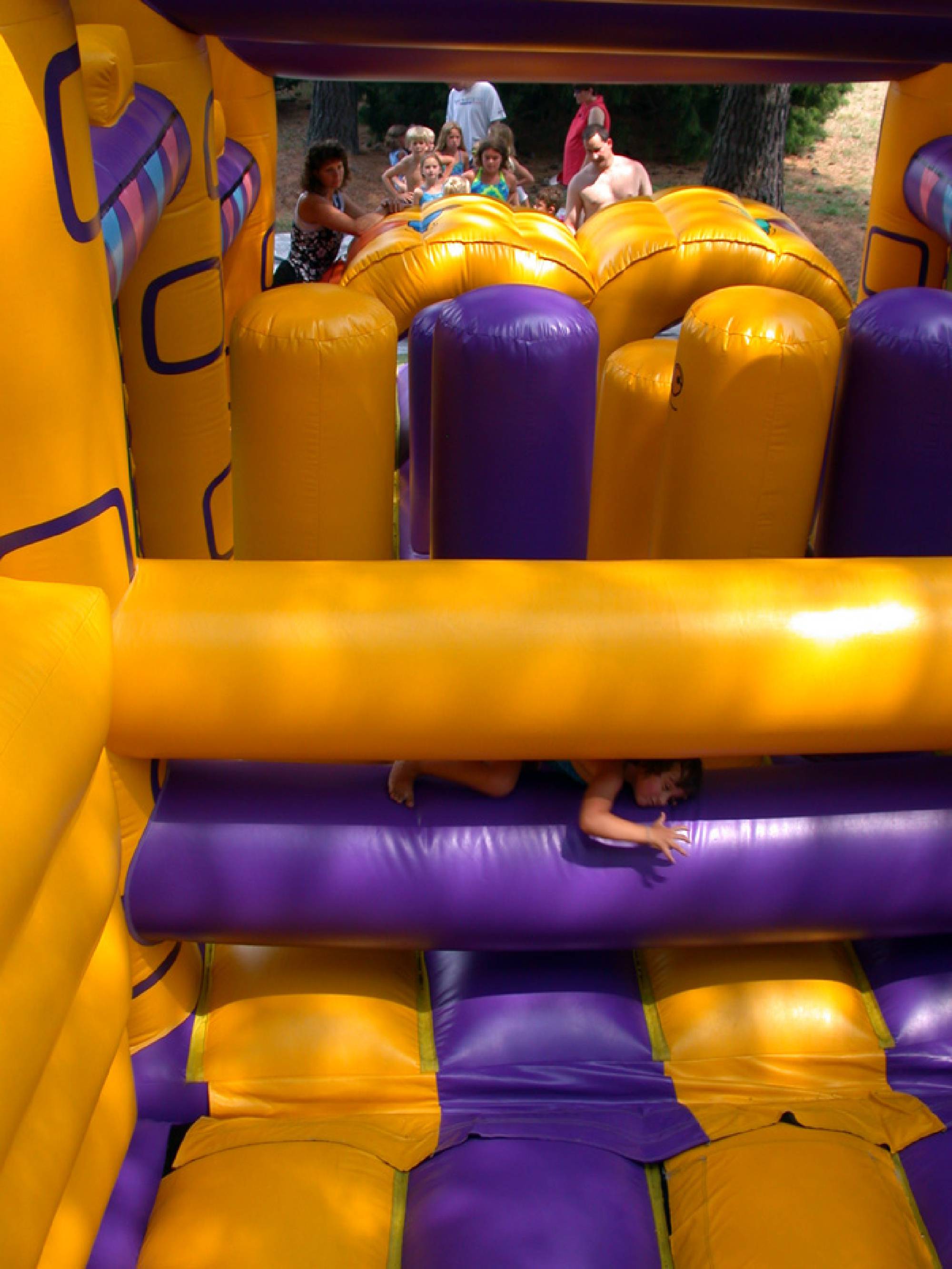 Inside view of the inflatable obstacle course at a Raleigh event