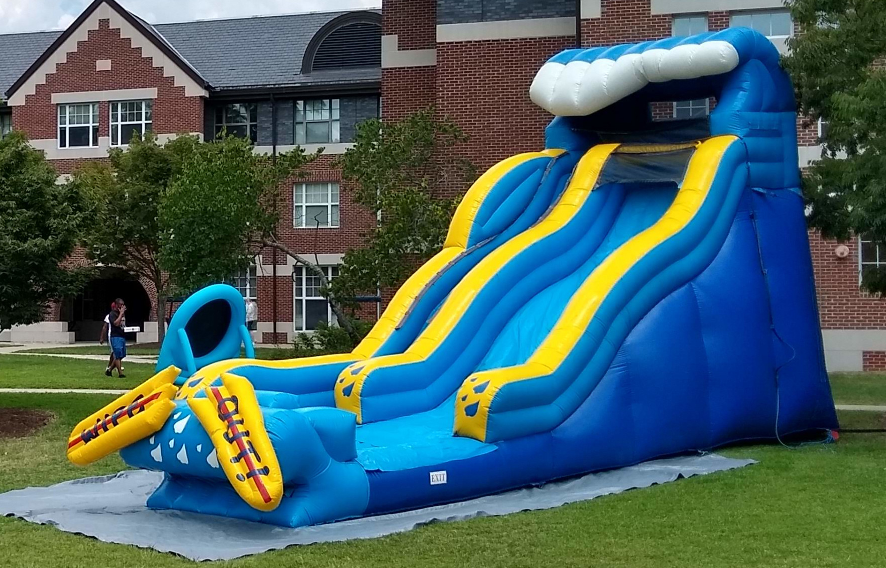 Wipe Out water slide at Duke University