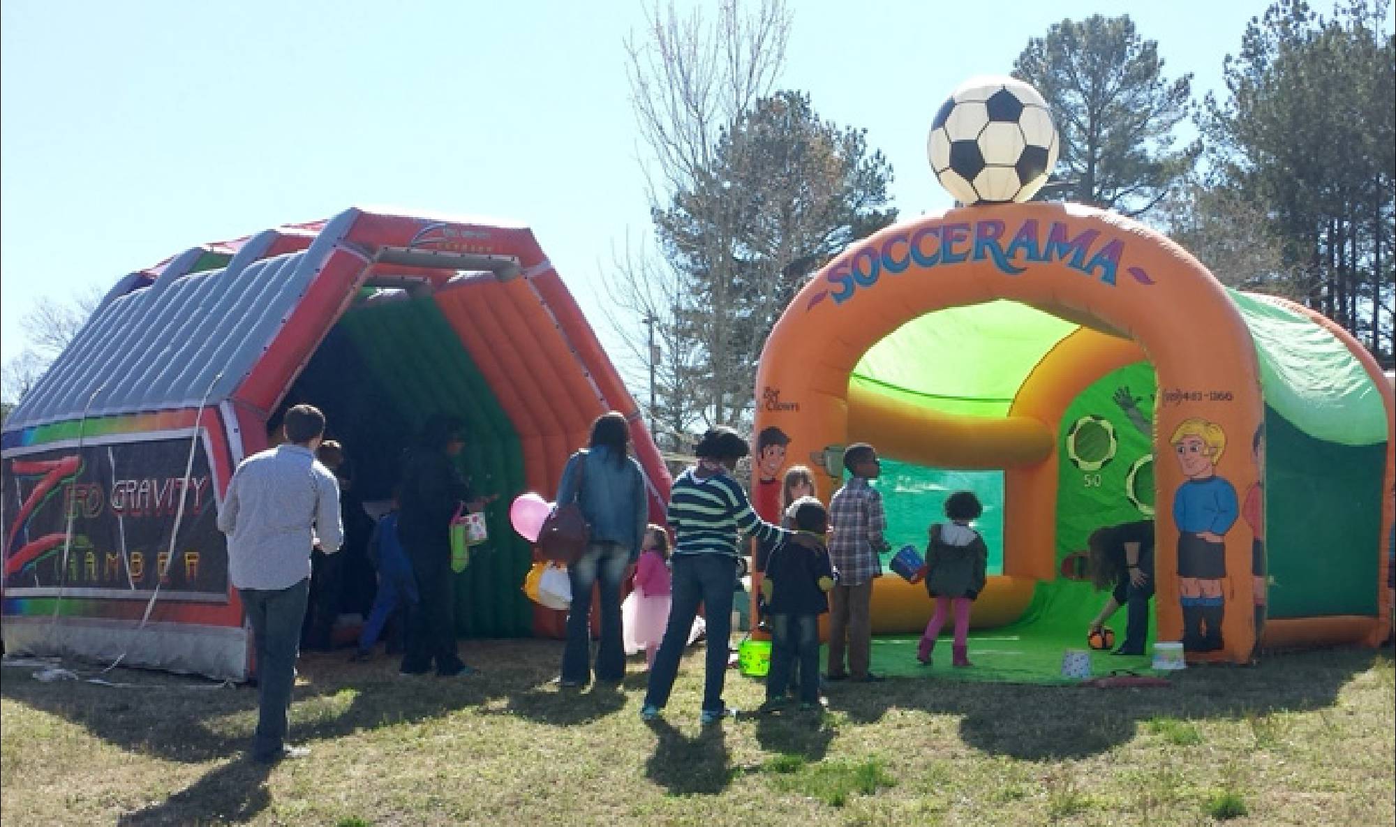 The inflatable toss and soccer rental games at a Durham event