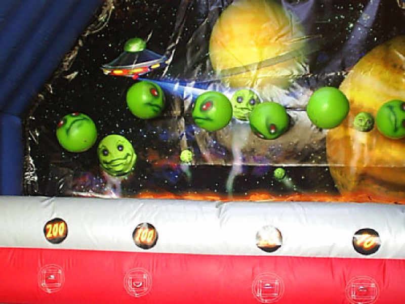 The floating Martian heads wait to be knocked down on the Zero Gravity rental game